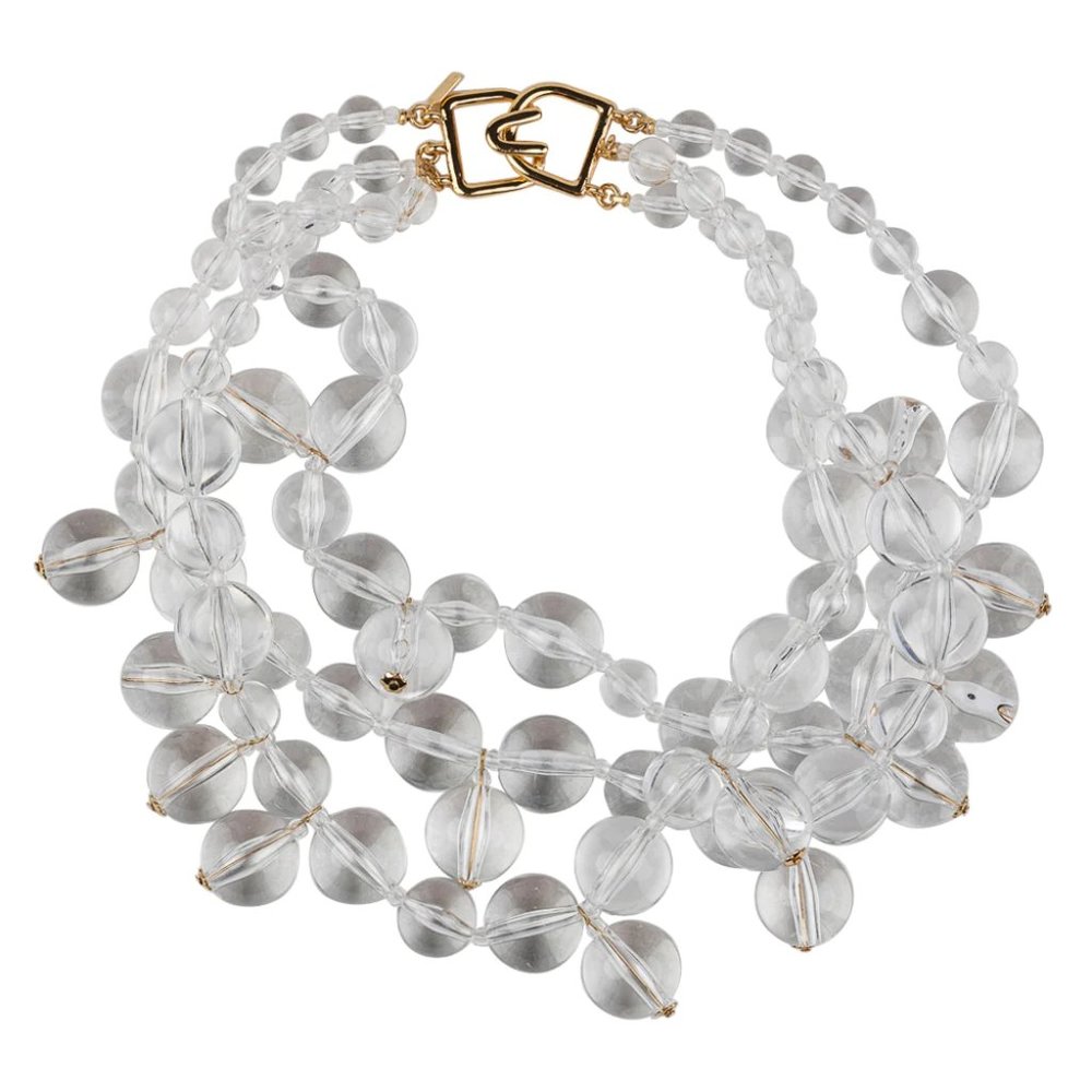 KENNETH JAY LANE-3 STRAND BEADS CLUSTER DROPS NECKLACE-CORAL (ORANGE) OR…